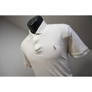 Polo Ralph Lauren Golf Polo Pima Soft Touch Custom Fit Beige Mens Sz Medium